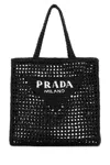 Prada Womens Black Logo-embellished Crochet Viscose Tote Bag In Black