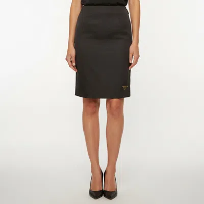 Pre-owned Prada Black Triangle Logo Re-nylon Pencil Skirt S