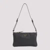 Prada Logo Leather Shoulder Bag In Black