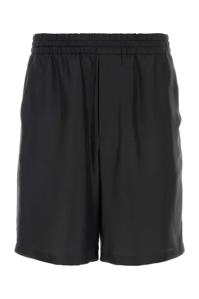 Prada Black Twill Bermuda Shorts In Gray