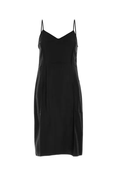 Prada Twill Dress With V-neckline And Backless Design In Black