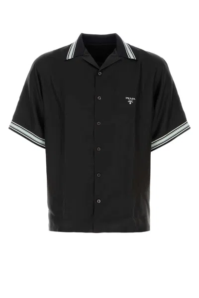 Prada Black Twill Shirt In Nero