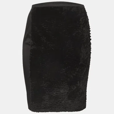 Pre-owned Prada Black Twill Velvet Pencil Mini Skirt S