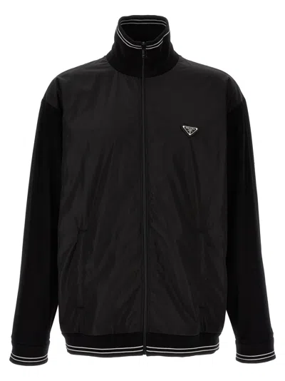 Prada Black Two-material Sweatshirt