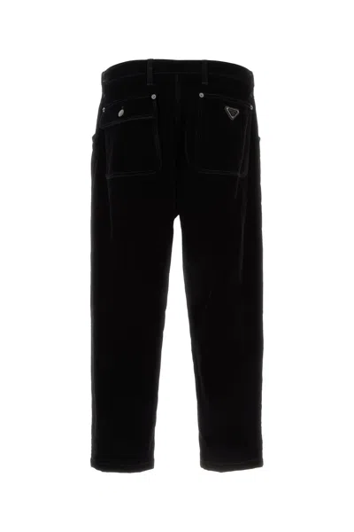 Prada Black Velvet Denim Pant