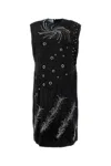 Prada Embroidered Georgette Sleeveless Dress