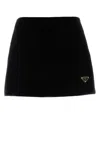Prada Women's Velvet Mini Skirt In Nero