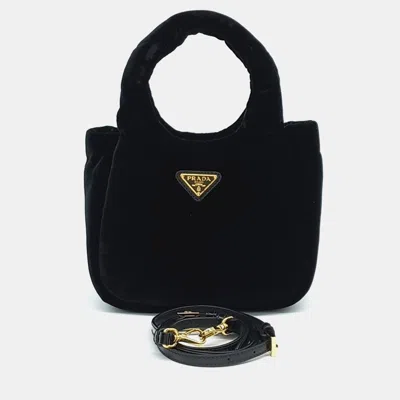 Pre-owned Prada Black Velvet Padded Velvet Mini Handbag