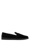 Prada Versatile Round Toe Suede Loafers In Nero