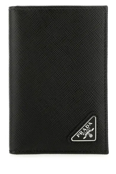 Prada Black Vertical Wallet In Saffiano