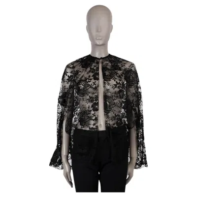 Pre-owned Prada Black Viscose 2019 Chantilly Lace Short Cape Jacket 40 S