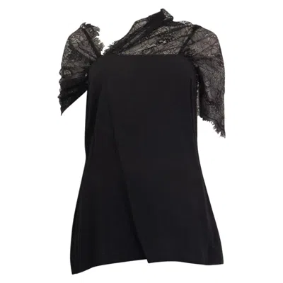 Pre-owned Prada Black Viscose & Lace Shirt Blouse 40 S