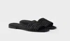 Prada Crochet Raffia Mules In Black