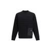 Prada Stretch Viscose-polyamide T-shirt Sweatshirt With External Pocket And Calf Leather Detail In Blue