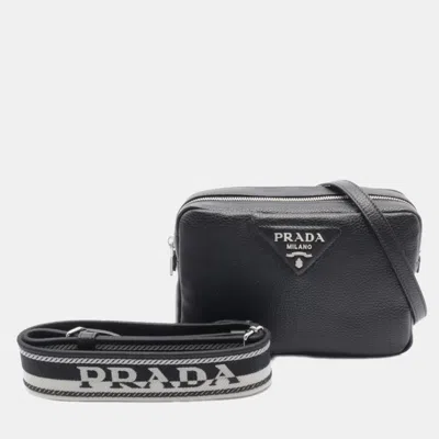 Pre-owned Prada Black Vitello Daino Leather Shoulder Bag