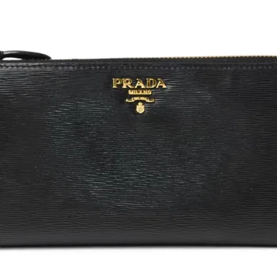 Pre-owned Prada Black Vitello Move Leather Coin Purse/coin Case () In Black, Vitello Move