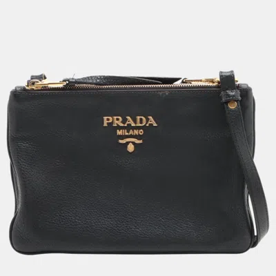 Pre-owned Prada Black Vitello Phenix Shoulder Bag