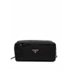Prada Rectangular Shape Beauty Case With Leather Insert In Black