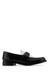 Prada Two-tone Leather Loafers In Blackwhite