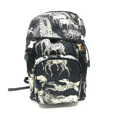 Pre-owned Prada Black White Nylon Backpack () In Black, White