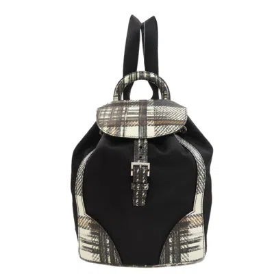Pre-owned Prada Black White Nylon Backpack () In Black, White