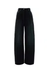 Prada Women Black Denim Wide-leg Jeans In Black