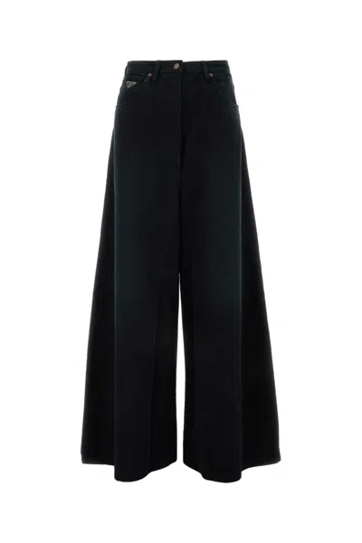 PRADA BLACK WIDE-LEG JEANS