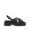 Prada 40mm Cross-strap Platform Sandals In Black