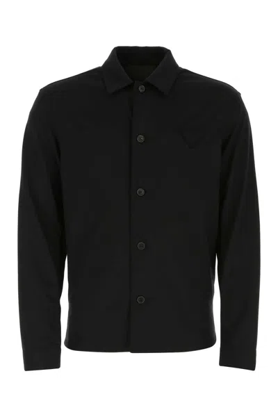 Prada Black Wool And Cashmere Shirt In Nero