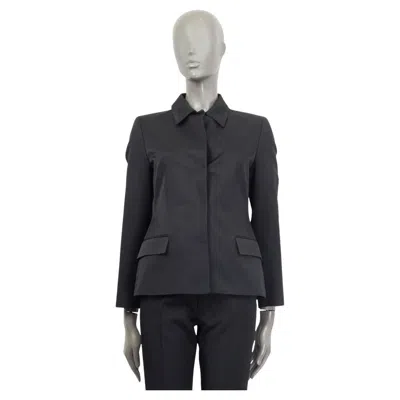 Pre-owned Prada Black Wool & Silk Blazer Jacket 42 M