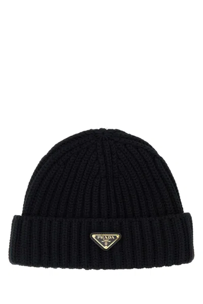 Prada Black Wool Beanie Hat