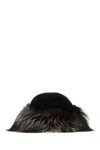 Prada Knitted Woolen Cap In Black