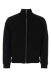 Prada Stretch Wool Blend Cardigan With Front Pockets In Nero
