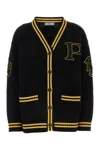 Prada Wool And Cashmere Cardigan In Nero