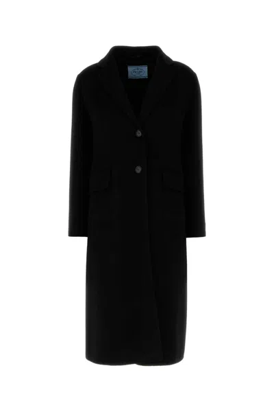 PRADA BLACK WOOL BLEND COAT
