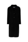 Prada Cappotto In Misto Lana Nera Donna