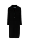 Prada Cappotto In Misto Lana Nera Donna
