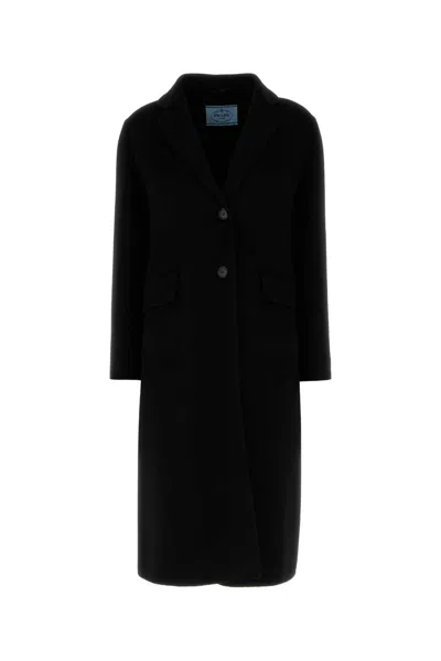 Prada Black Wool Blend Coat