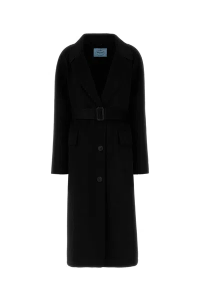 Prada Black Wool Blend Coat