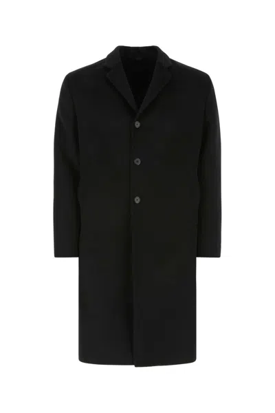Prada Black Wool Blend Coat In F0002
