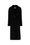 Prada Cappotto In Misto Lana Nera Donna In Nero