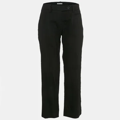 Pre-owned Prada Black Wool Blend Formal Trousers M