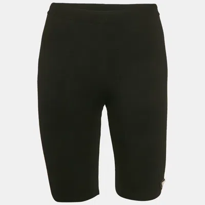 Pre-owned Prada Black Wool Blend Jersey Fitted Bermuda Shorts Xs