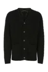 Prada Oversize V-neck Cardigan With Cable Knit Pattern In Black