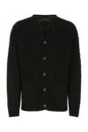 Prada Oversize V-neck Cardigan With Cable Knit Pattern In Black