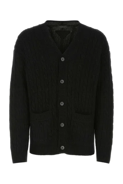 PRADA BLACK WOOL BLEND OVERSIZE CARDIGAN