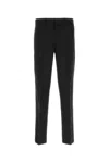 Prada Straight Leg Wool Trousers In Black