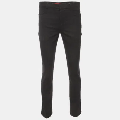 Pre-owned Prada Black Wool Blend Straight Fit Trousers M