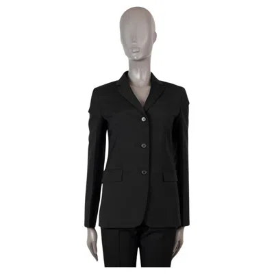 Pre-owned Prada Black Wool Classic Blazer Jacket 38 Xs