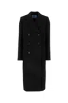 Prada Virgin Wool Coat In Black